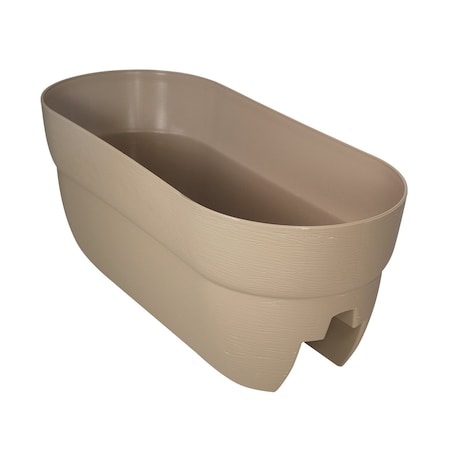 Emsco Group Self-Watering Rail Planter Grow Box, 24in Weatherproof Resin Planter, Up to 6in Railings, Sand 2430-1